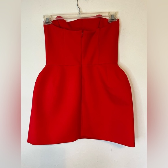Magda Butrym Corset Mini Dress strapless structured Red Babydoll size 38 FR US 6 - Picture 7 of 11